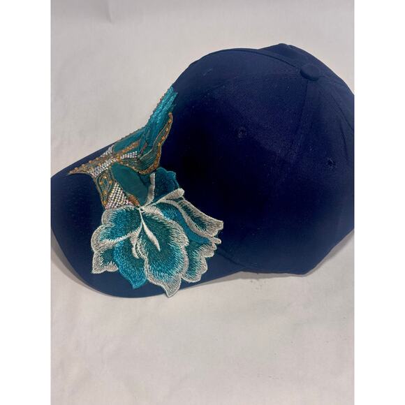 Embroidered Floral Glittery Ladies Bling Streetwear Activewear Baseball Cap Hat - Picture 11 of 12